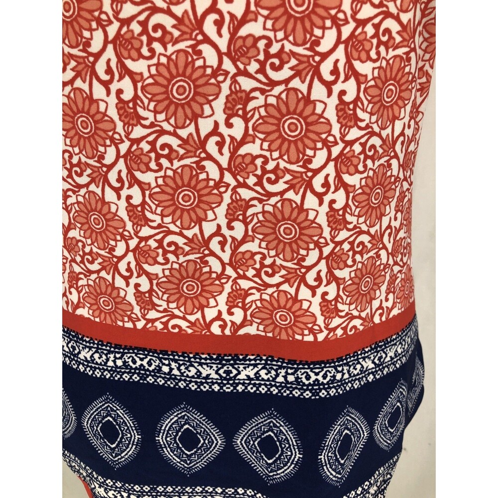 Espresso Pink Floral Blue Short Sleeve Stretch Shirt PET12010 Medium Petite - Picture 3 of 4